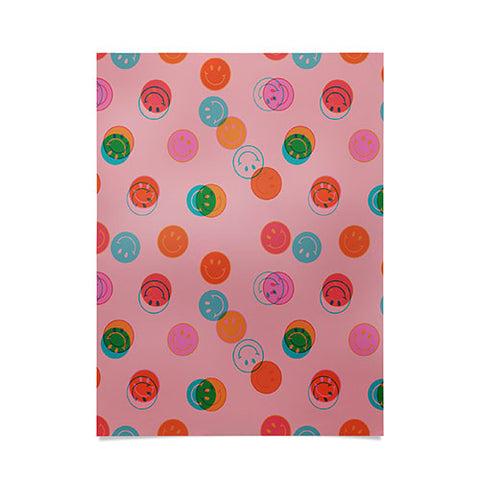 Doodle By Meg Smiley Face Print in Pink Poster