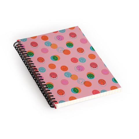 Doodle By Meg Smiley Face Print in Pink Spiral Notebook