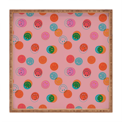 Doodle By Meg Smiley Face Print in Pink Square Tray
