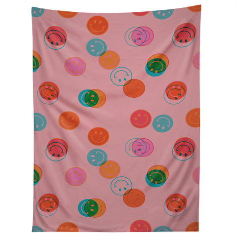 Doodle By Meg Smiley Face Print in Pink Tapestry
