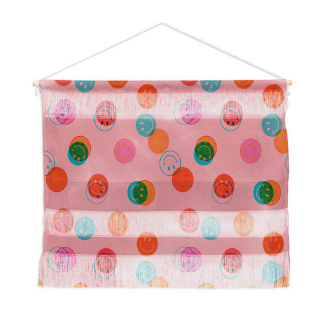 Doodle By Meg Smiley Face Print in Pink Wall Hanging Landscape