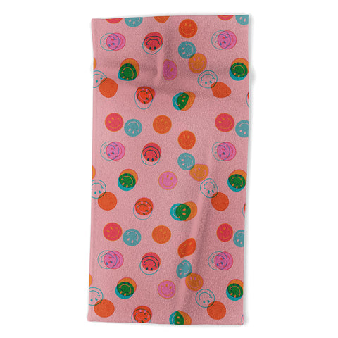 Doodle By Meg Smiley Face Print in Pink Beach Towel
