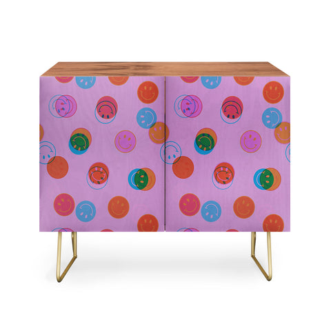 Doodle By Meg Smiley Face Print in Purple Credenza
