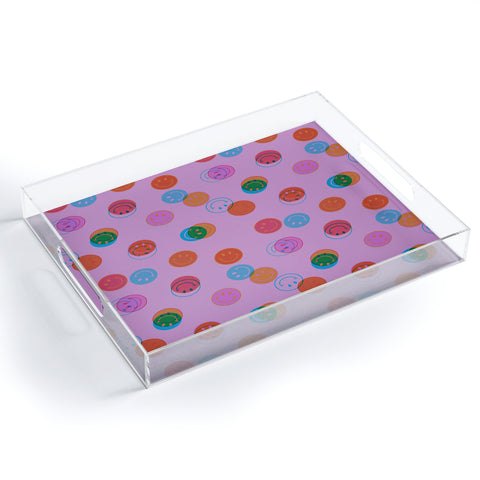 Doodle By Meg Smiley Face Print in Purple Acrylic Tray