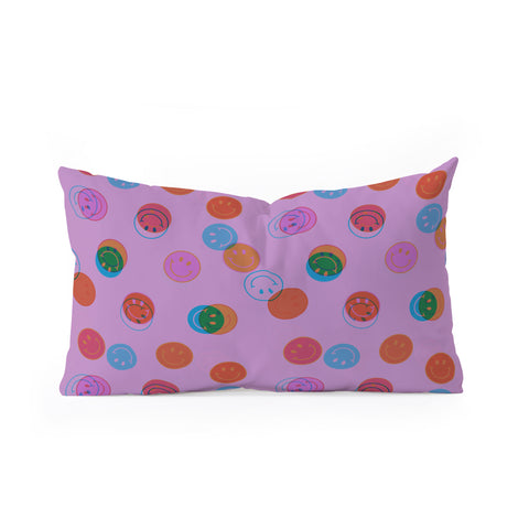 Doodle By Meg Smiley Face Print in Purple Oblong Throw Pillow