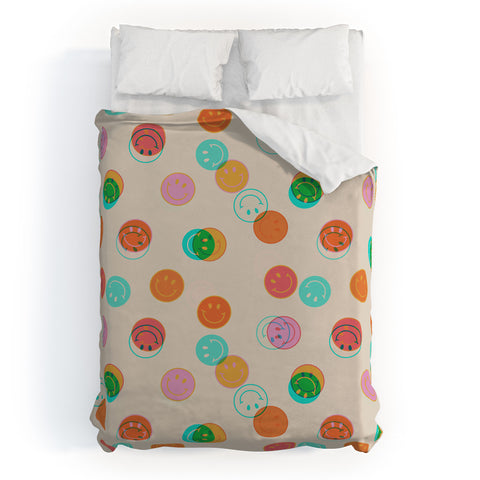 Doodle By Meg Smiley Face Stamp Print Duvet Cover