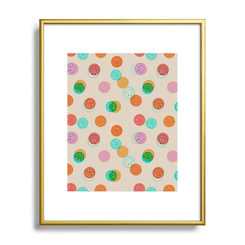 Doodle By Meg Smiley Face Stamp Print Metal Framed Art Print