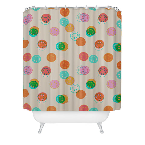 Doodle By Meg Smiley Face Stamp Print Shower Curtain