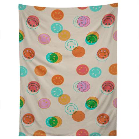 Doodle By Meg Smiley Face Stamp Print Tapestry