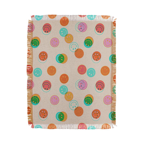 Doodle By Meg Smiley Face Stamp Print Throw Blanket