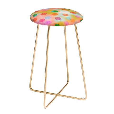 Doodle By Meg Smiley Face Tie Dye Print Counter Stool