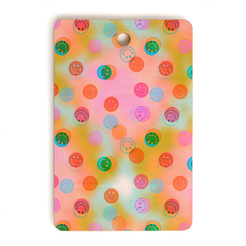 Doodle By Meg Smiley Face Tie Dye Print Cutting Board Rectangle