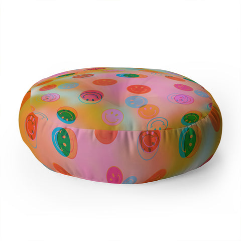 Doodle By Meg Smiley Face Tie Dye Print Floor Pillow Round