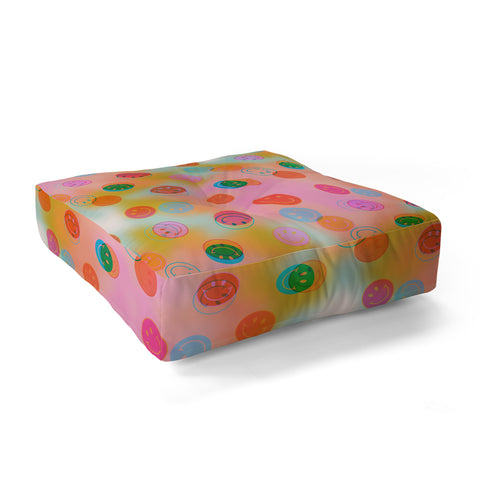 Doodle By Meg Smiley Face Tie Dye Print Floor Pillow Square