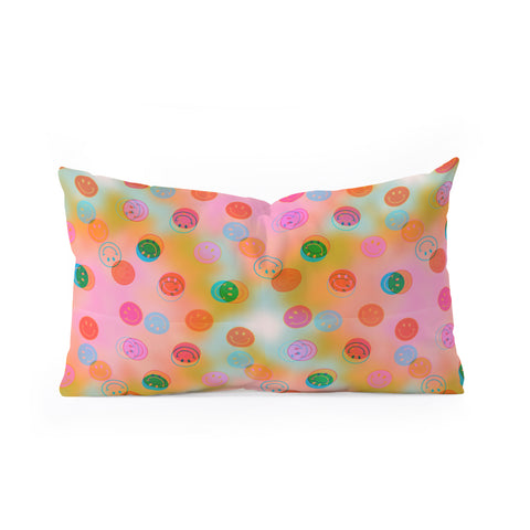 Doodle By Meg Smiley Face Tie Dye Print Oblong Throw Pillow
