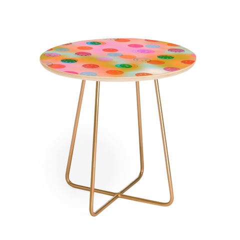 Doodle By Meg Smiley Face Tie Dye Print Round Side Table