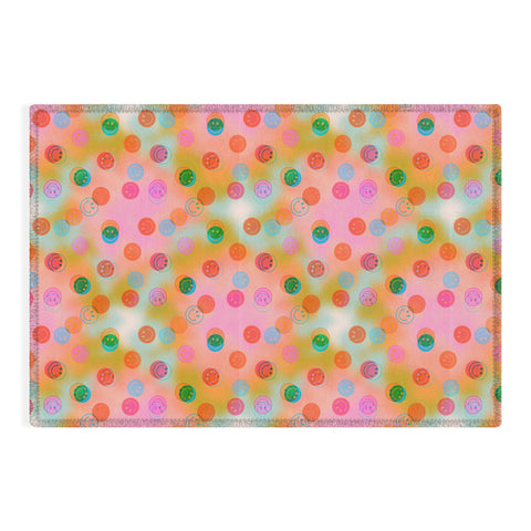 Doodle By Meg Smiley Face Tie Dye Print Outdoor Rug