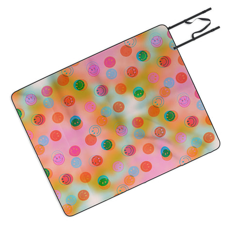 Doodle By Meg Smiley Face Tie Dye Print Picnic Blanket
