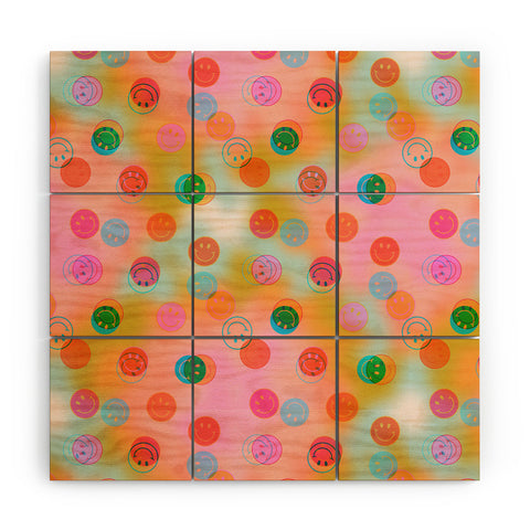 Doodle By Meg Smiley Face Tie Dye Print Wood Wall Mural