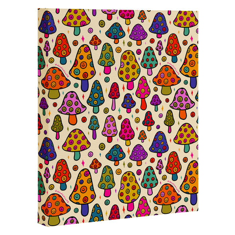 Doodle By Meg Smiley Mushroom in Cream Art Canvas