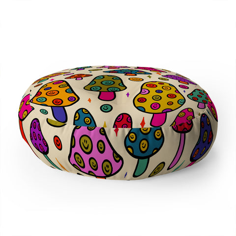 Doodle By Meg Smiley Mushroom in Cream Floor Pillow Round