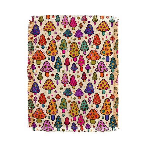 Doodle By Meg Smiley Mushroom in Cream Throw Blanket