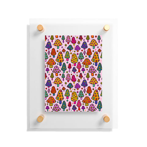 Doodle By Meg Smiley Mushroom in Pink Floating Acrylic Print
