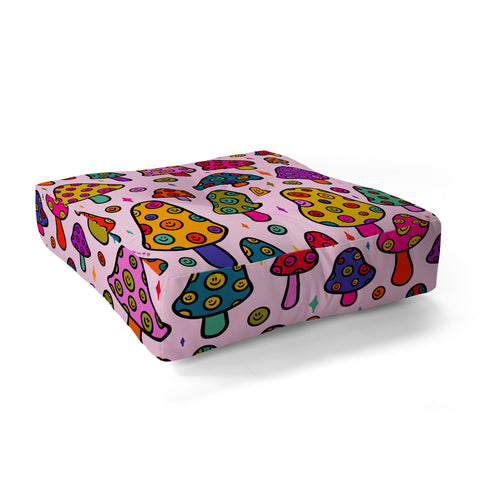 Doodle By Meg Smiley Mushroom in Pink Floor Pillow Square