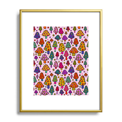 Doodle By Meg Smiley Mushroom in Pink Metal Framed Art Print