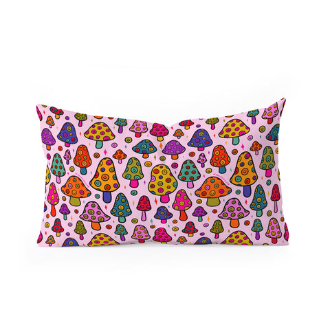 Doodle By Meg Smiley Mushroom in Pink Oblong Throw Pillow