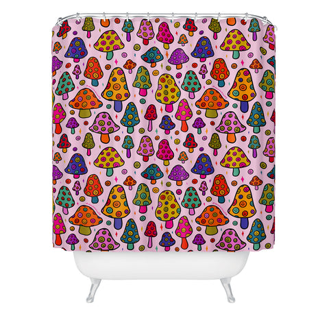 Doodle By Meg Smiley Mushroom in Pink Shower Curtain