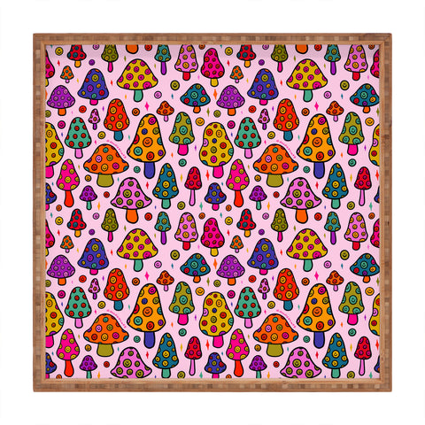 Doodle By Meg Smiley Mushroom in Pink Square Tray