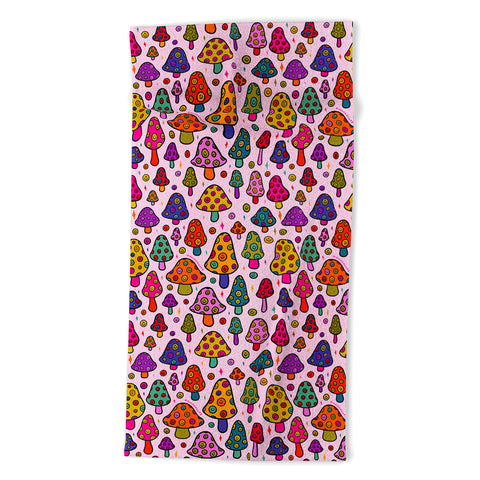 Doodle By Meg Smiley Mushroom in Pink Beach Towel