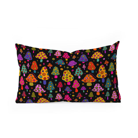 Doodle By Meg Smiley Mushrooms in Black Oblong Throw Pillow