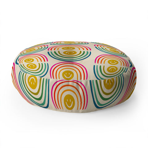 Doodle By Meg Smiley Rainbow Print Floor Pillow Round