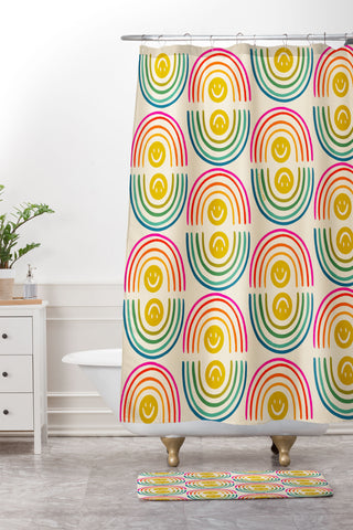 Doodle By Meg Smiley Rainbow Print Shower Curtain And Mat