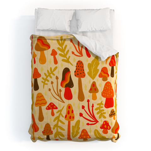 Doodle By Meg Spring Mushroom Print Comforter
