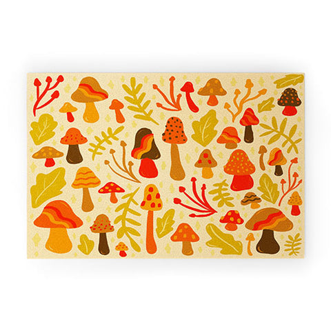Doodle By Meg Spring Mushroom Print Welcome Mat