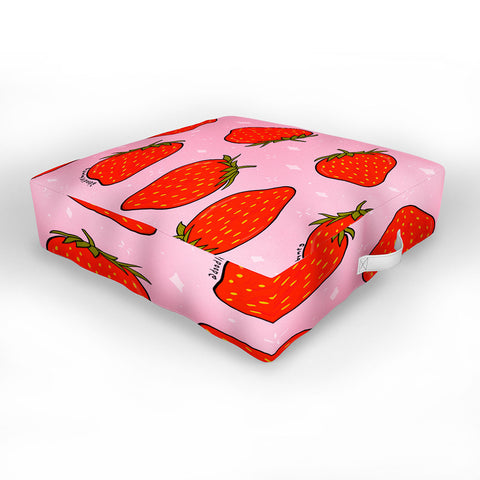Doodle By Meg Strawberry Print Outdoor Floor Cushion