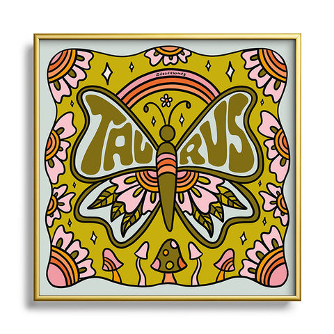 Doodle By Meg Taurus Butterfly Metal Square Framed Art Print