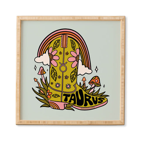 Doodle By Meg Taurus Cowboy Boot Framed Wall Art
