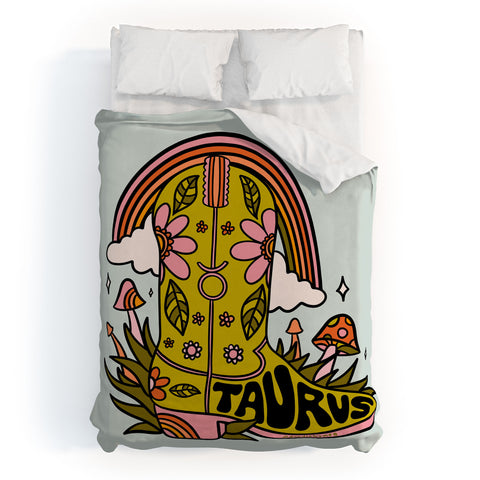 Doodle By Meg Taurus Cowboy Boot Duvet Cover