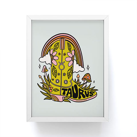 Doodle By Meg Taurus Cowboy Boot Framed Mini Art Print