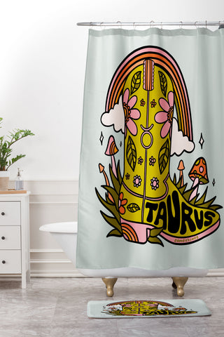 Doodle By Meg Taurus Cowboy Boot Shower Curtain And Mat