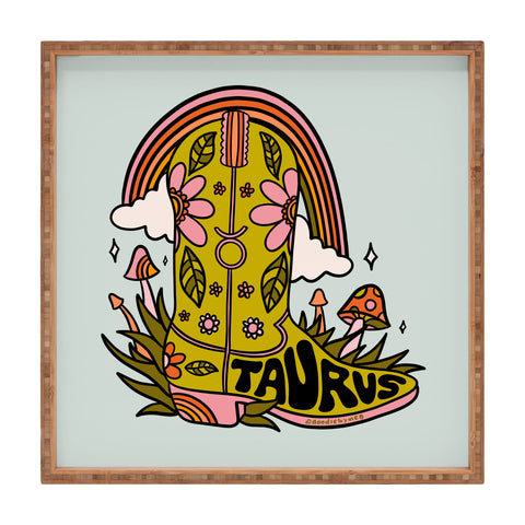 Doodle By Meg Taurus Cowboy Boot Square Tray