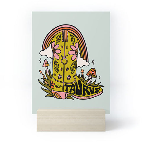 Doodle By Meg Taurus Cowboy Boot Mini Art Print