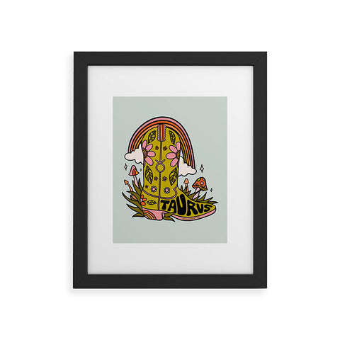 Doodle By Meg Taurus Cowboy Boot Framed Art Print