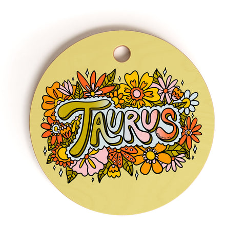 Doodle By Meg Taurus Flowers Cutting Board Round