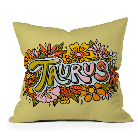 Doodle By Meg Taurus Flowers Throw Pillow