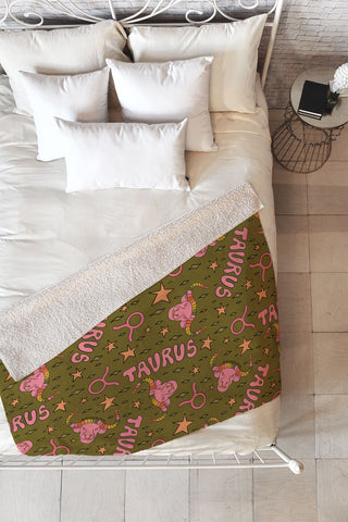 Doodle By Meg Taurus Print Fleece Throw Blanket